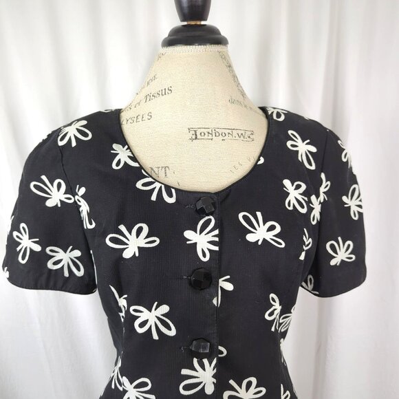 Vintage Maggy London Jeannene Booher Skirt Set Medium Top Black Bow - Picture 2 of 11